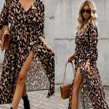 RUGOD Ретро платье с цветочным принтом Ранняя осень Новое французское платье Хепберн средней длины Платье для перерыва на чай Женская одежда S кофейный