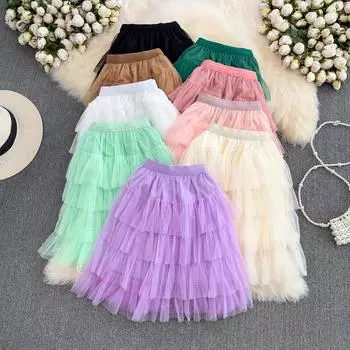 RUGOD сетчатая многослойная короткая юбка из слоеного торта, новая летняя короткая сексуальная юбка трапециевидной формы с высокой талией