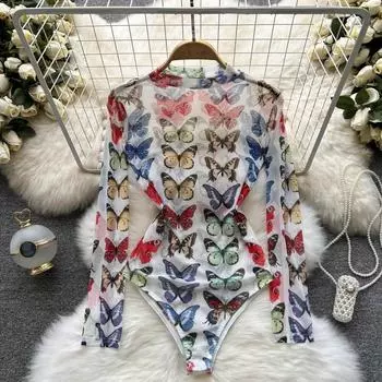 RUGOD Сексуальная темпераментная цельная одежда с принтом бабочек, весна 2022, новый стиль, цельная одежда в иностранном стиле для меньшинств, с высокой вилкой