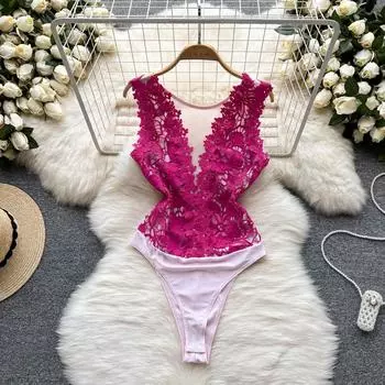 RUGOD сексуальное кружевное боди с v-образным вырезом, женское лето 2022, новый дизайн, тонкий комбинезон для похудения