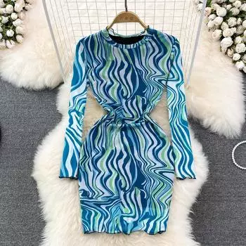 RUGOD Сексуальное облегающее обтягивающее эластичное платье с принтом «зебра» в европейском и американском стиле, короткое сетчатое платье на бедрах One Size
