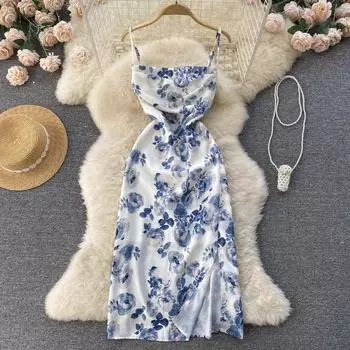 RUGOD сексуальное облегающее платье с открытыми плечами и облегающим принтом, лето 2022, новая темпераментная упаковка, платье трапециевидной формы на бедрах на подтяжках