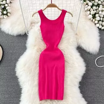 RUGOD сексуальное женское платье на бретельках, лето 2022, модное тонкое короткое платье без рукавов с круглым вырезом и открытыми плечами