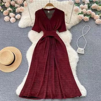 RUGOD Темпераментное длинное платье длиной выше колена во французском стиле Хепберн, новое летнее тонкое нежное ветровое платье с талией, большое свободное платье