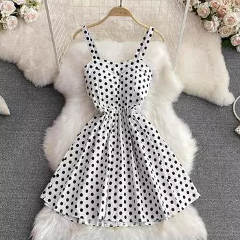 RUGOD Топ на подтяжках, модное платье с тонкой талией, без рукавов, с открытой спиной, волнистое платье трапециевидной формы, пышное летнее платье