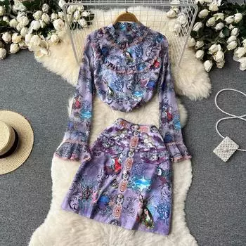 RUGOD Высококачественный женский маленький костюм с юбкой, весна-осень 2022, лето, новая сумка с высокой талией, юбка на бедрах, комплект из двух предметов