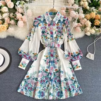 RUGOD винтажное женское платье с принтом, облегающее тонкое платье с высокой талией, женское модное платье 2021 года