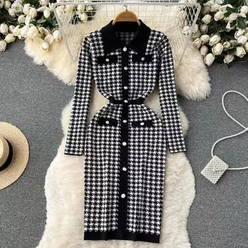 RUGOD, высококачественное легкое и знакомое стильное платье с длинными рукавами и тонкой талией, летнее женское шикарное платье на бедрах One Size чёрный