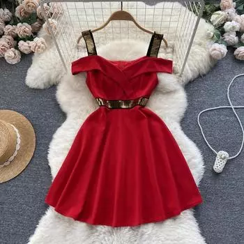 RUGOD Женское платье на одно плечо с завязками на талии S чёрный