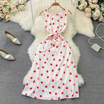 RUGOD женское платье трапециевидной формы с квадратным вырезом и талией без рукавов, длинное платье в стиле ретро