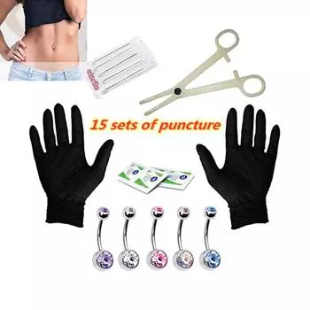 RUI RUI YU 15 шт./лот Pro наборы для пирсинга прокол с ушами, носом и бровями, плоскогубцы, зажим для пирсинга, сталь