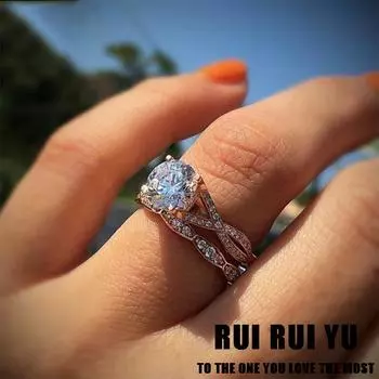 RUI RUI YU 1 пара модных обручальных нежных круглых колец с имитацией бриллиантов #7