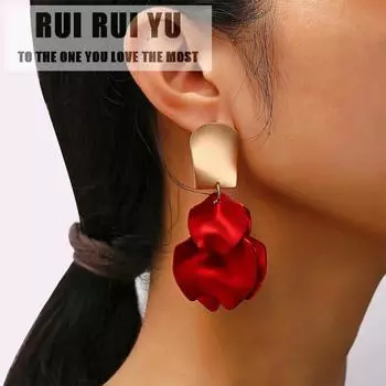 RUI RUI YU 1 пара серег из сплава в стиле ретро, креативные простые красные серьги в форме лепестков красный
