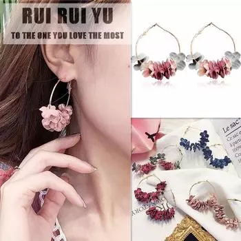 RUI RUI YU 1 пара серег из ткани в форме цветка, большие круглые висячие длинные серьги со сверкающими бриллиантами разноцветный