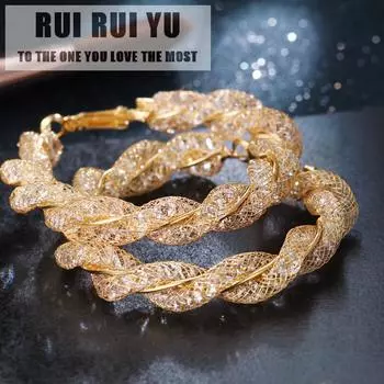 RUI RUI YU 1 пара серег из сплава, большие круглые серьги с преувеличенным геометрическим рисунком золотистый