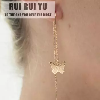 RUI RUI YU 1 пара женских серег из сплава, креативный ретро-стиль, металлический кулон в форме бабочки, проволока для ушей золотой