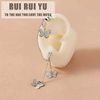 RUI RUI YU 1 пара женских серег из сплава в стиле ретро, простые зажимы для ушей в форме бабочки серебряный