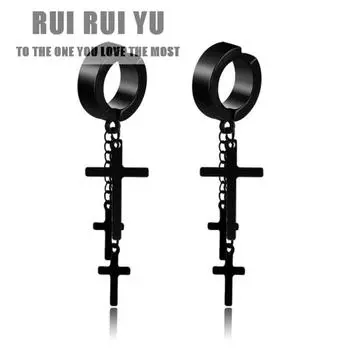 RUI RUI YU, 2 шт./компл., зажимы для ушей, титановая сталь, готические черные универсальные серьги-гвоздики Big ear buckle (with holes) чёрный