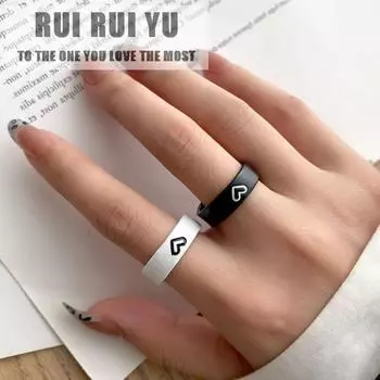 RUI RUI YU 2 шт., мужское и женское кольцо, простое модное черно-белое парное кольцо, комбинированное кольцо для пары с сердечком и любовью чёрный/белый