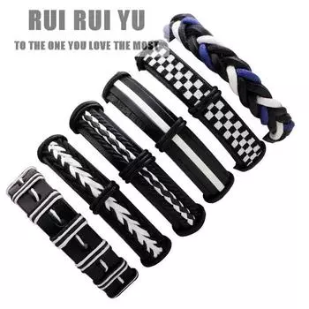 RUI RUI YU 6 шт./компл. стильный плетеный браслет в стиле ретро в стиле панк унисекс креативная многослойная цепочка на руку 6pcs/set