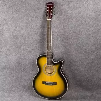 Гитара акустическая электрическая со стальными струнами, тонкий корпус, 40-дюймовая гитара, 6-струнная гитара 40 inches чёрный/жёлтый