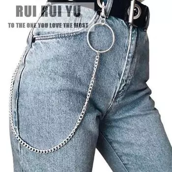 RUI RUI YU Хип-поп Панк Металлическое кольцо Брюки Цепочка Джинсы Цепочка Подвеска 1 layer