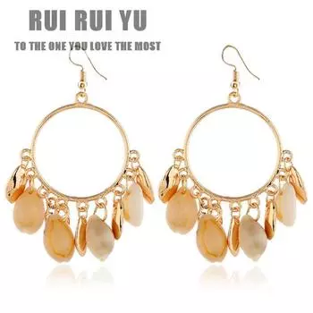 RUI RUI YU Круглые серьги из сплава с раковинами в богомском стиле