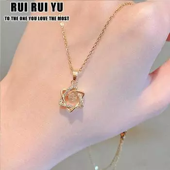 RUI RUI YU кулон с гексаграммой, ожерелье, полые двухслойные бриллиантовые сверкающие украшения, подарок для девочки None