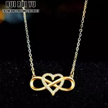 RUI RUI YU модное женское золотое ожерелье с подвеской в форме бесконечной любви и бриллиантами, ювелирные изделия, подарки для женщин и девочек