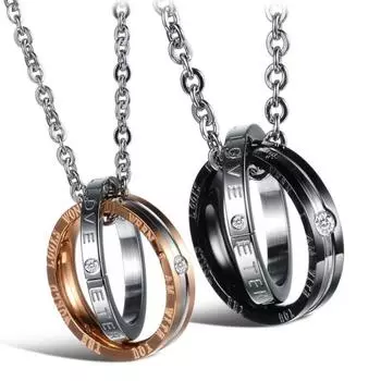 RUI RUI YU модный круглый кулон Diamante Carbon Teel ожерелье для мужчин, женщин, пар men s [+ chain] чёрный