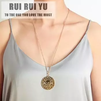 RUI RUI YU мужское и женское ожерелье, золотая монета, кулон в форме черепа, золотое ожерелье из сплава золотистый