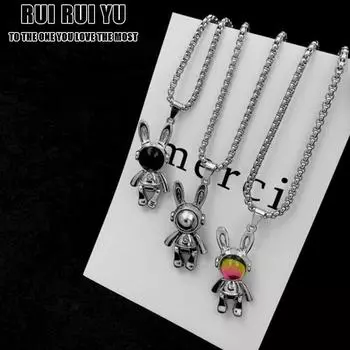 RUI RUI YU Ниша Дизайн Пара Космический Кролик Мужское Ожерелье Свитер Цепи Модные Ювелирные Изделия Ins Стиль Ожерелье