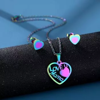 RUI RUI YU Новое поступление, ожерелье с птицами и животными для женщин, Радужные серьги с подвеской из нержавеющей стали, комплект ювелирных изделий, свадебное колье, модный подарок