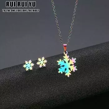 RUI RUI YU Новые ожерелья со снежинками из нержавеющей стали, подвески для женщин, свадебные украшения, ошейники Kolye, рождественские серьги с оленями и оленями, ожерелья