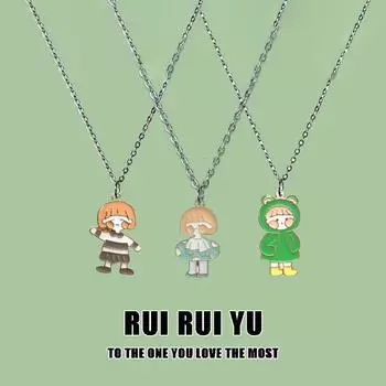 RUI RUI YU ожерелье с подвеской, длинные и короткие волосы, эмалированное металлическое колье для девочек, ювелирные аксессуары, подарок для косплея для женщин 1 PCS