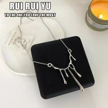 RUI RUI YU панк металлические геометрические нерегулярные капли воды ожерелья из лавы золотого, серебряного цвета для женщин и девочек вечерние ювелирные изделия, подарки 1 PC