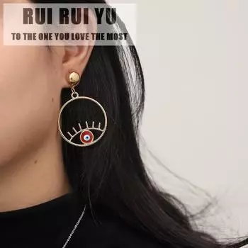 RUI RUI YU Персональные красочные серьги с глазами-глазами преувеличенные металлические круглые серьги 1 пара белый