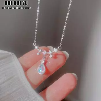 RUI RUI YU, подвеска с каплей воды и цирконием, ожерелье с блестящим бриллиантом и стразами, женское модное, простое, цепочка на ключицы, свадебные украшения, подарок