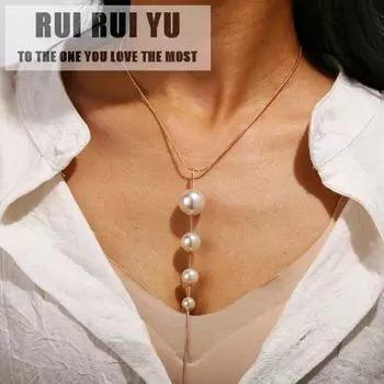 RUI RUI YU Ретро-стиль Простой искусственный жемчуг с подвеской из бисера и кисточкой Ожерелье золотой