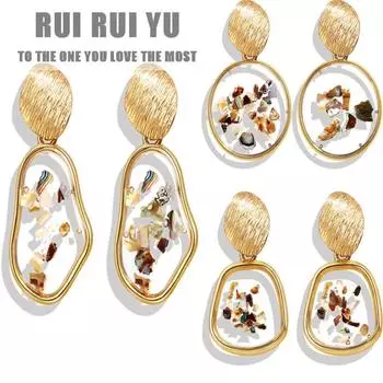 RUI RUI YU Женские модные ретро-ракушки геометрические нерегулярные квадратные серьги-подвески C08-03-12