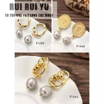 RUI RUI YU Женские серьги с простым жемчугом в стиле ретро, одинаковые нежные серьги F1340