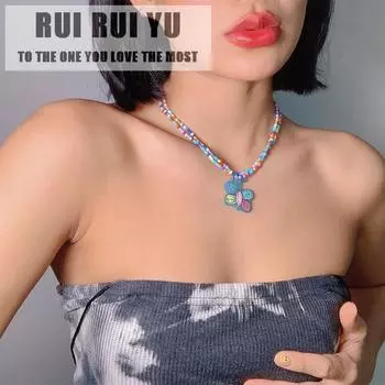 RUI RUI YU женское двухслойное ожерелье ручной работы в стиле бохо с подвеской в виде бабочки креативные красочные колье 5467501