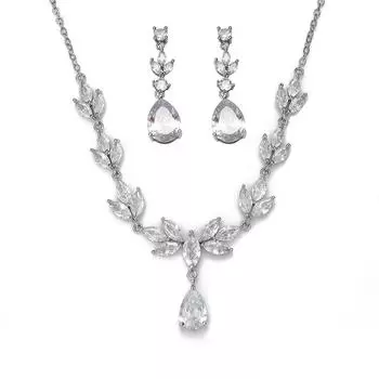 Ожерелье Ruifan Flower, женские европейские и американские серьги из циркония, высококачественный комплект свадебного платья