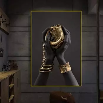Рука черной женщины с золотыми украшениями, холст, картины, настенные постеры и принты, африканские настенные художественные фотографии Cuadros, украшение для дома 21*30cm