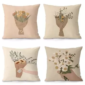Рука держит цветочный узор декоративная наволочка спальня гостиная квадратная подушка наволочка 40x40cm