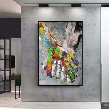 Рука об руку Граффити Плакат Холст Картина HD Цветная Печать Куадрос Настенное Художественное Украшение Фреска Современный Домашний Декор Комнаты Без Рамки 21cm30cm NoFrame