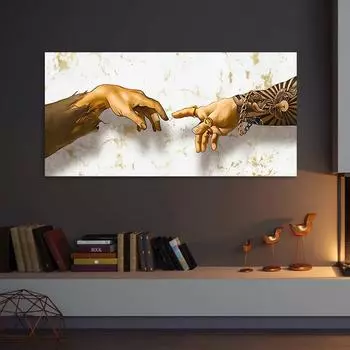 Рука Создания Адама Картина на холсте Татуировка Рука Руки К Руке Плакаты и принты Настенные художественные картины для украшения дома 20x40cm No Framed