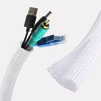 Рукав для хранения кабеля Menetop, длина 5 м, диаметр 13 мм, белый плетеный кабель, режущийся своими руками, ПЭТ-материал, шнур, защита кабеля от укусов животных белый