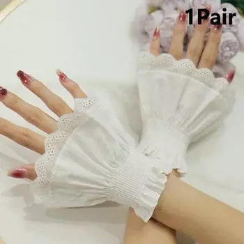 Рукав для маникюра для нейл-арта, кружевной, искусственный, плиссированный манжет, реквизит для фотосъемки маникюра, искусственные рукава, аксессуары для ногтей, принадлежности, шарм белый