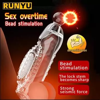 Рукав для пениса, вибрирующее кольцо для члена, удлинитель для пениса, вибратор, задержка эякуляции, GSpot, стимулирующий клитор, массажер, секс-игрушки для мужчин, пара As the picture